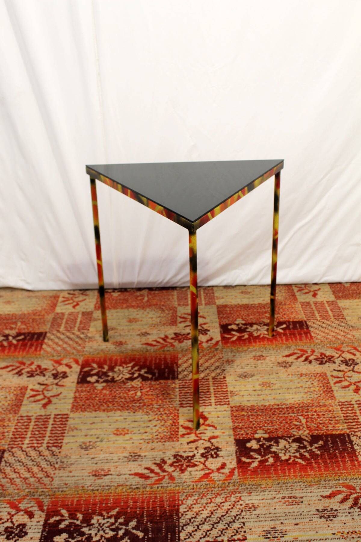 Vintage Eastern Bloc industrial side table, metal & wood accent table