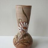 Ceramic vase with flower and wheat ears signed Fonck and Matéo (Vallauris) 1970s