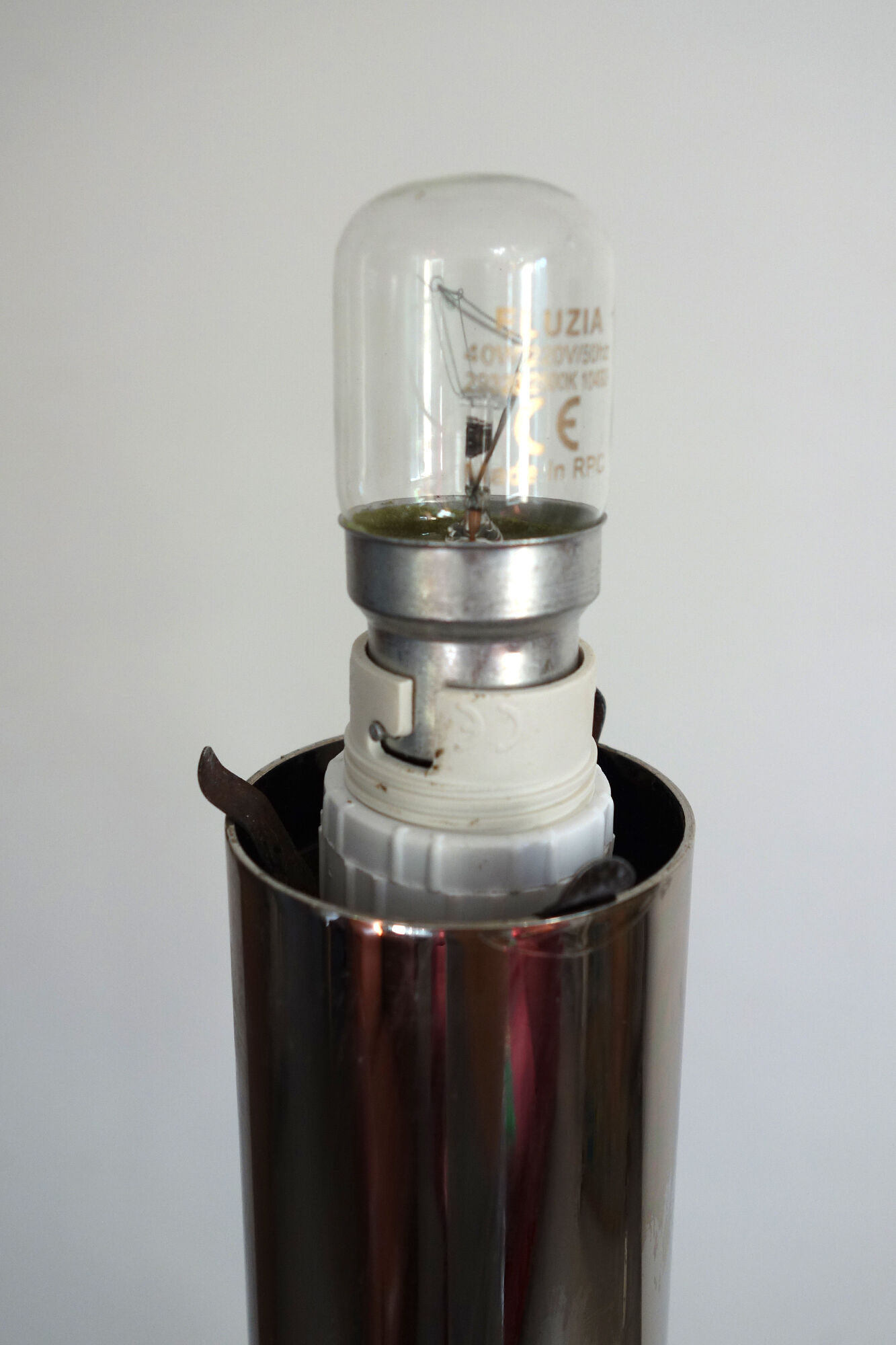 Space Age floor lamp vntage glass and chromed metal, 1970s