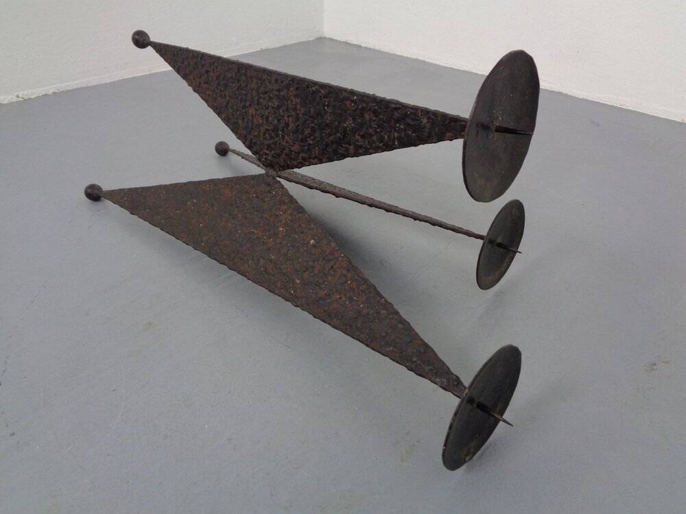 Brutalist German Iron Candleholder, 1960s