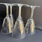 Large wine glasses (5) - Art Deco - Blown and cut crystal