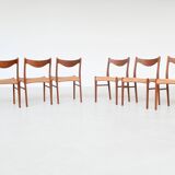 Arne Wahl Iversen set of six dining chairs in teak Glyngore Denmark 1960