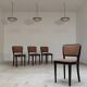 Set of 4 Thonet Art Deco chairs, 1930s, fabric and walnut