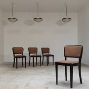 Lot de 4 chaises Thonet art déco 1930, tissu et noyer