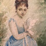 Young girl with doves painting 1860