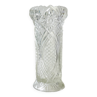 Vase vintage en verre motif géométrique