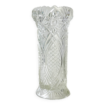 Vintage glass vase with geometric pattern