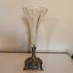 Art Deco vase in the shape of a chalice made of silver-plated metal and cut glass.