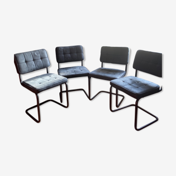 Lot de 4 chaises en suédine  Noir