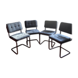 4 leather chairs black