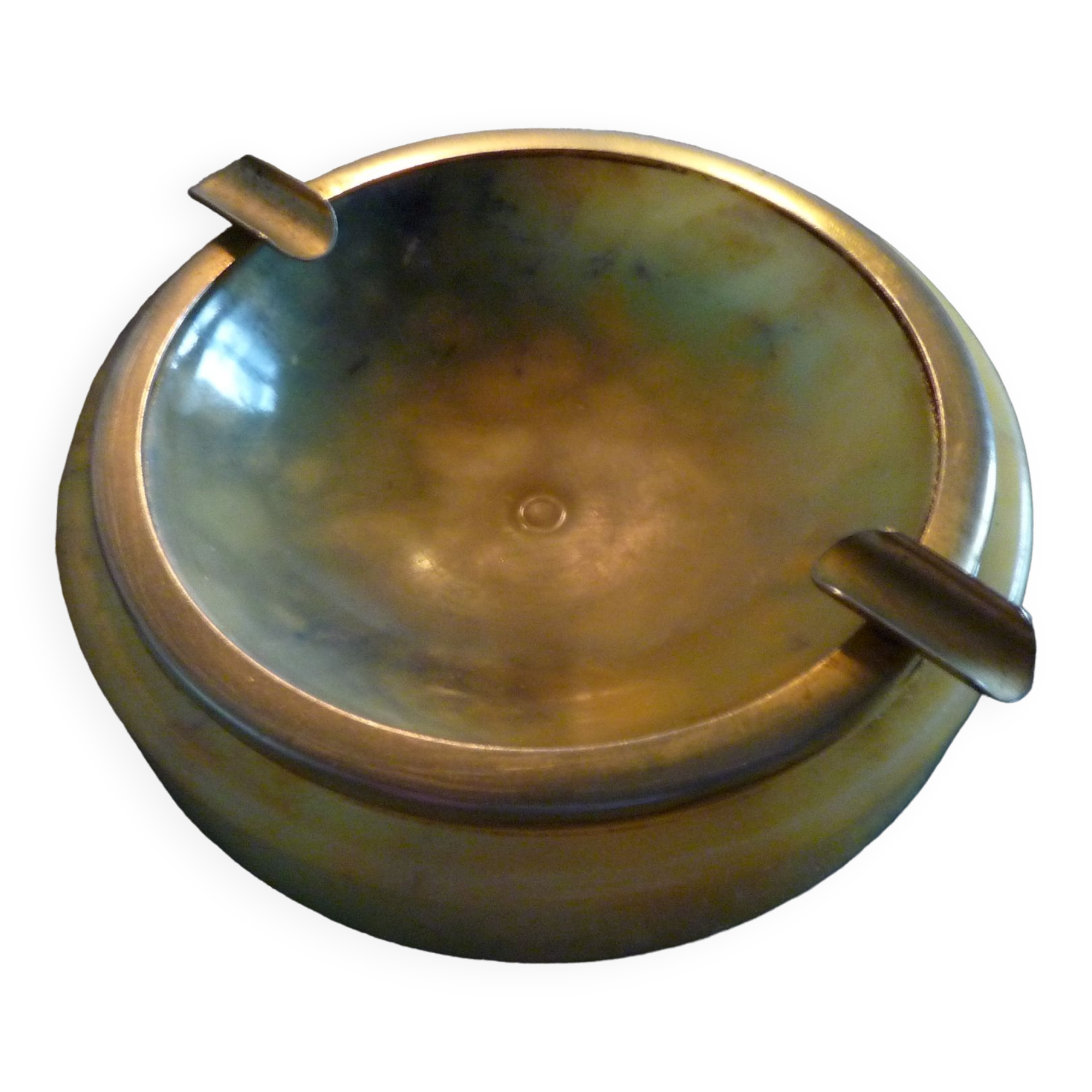 Alabaster and brass ashtray, Genuine Alabaster, vintage Italian circa 1960