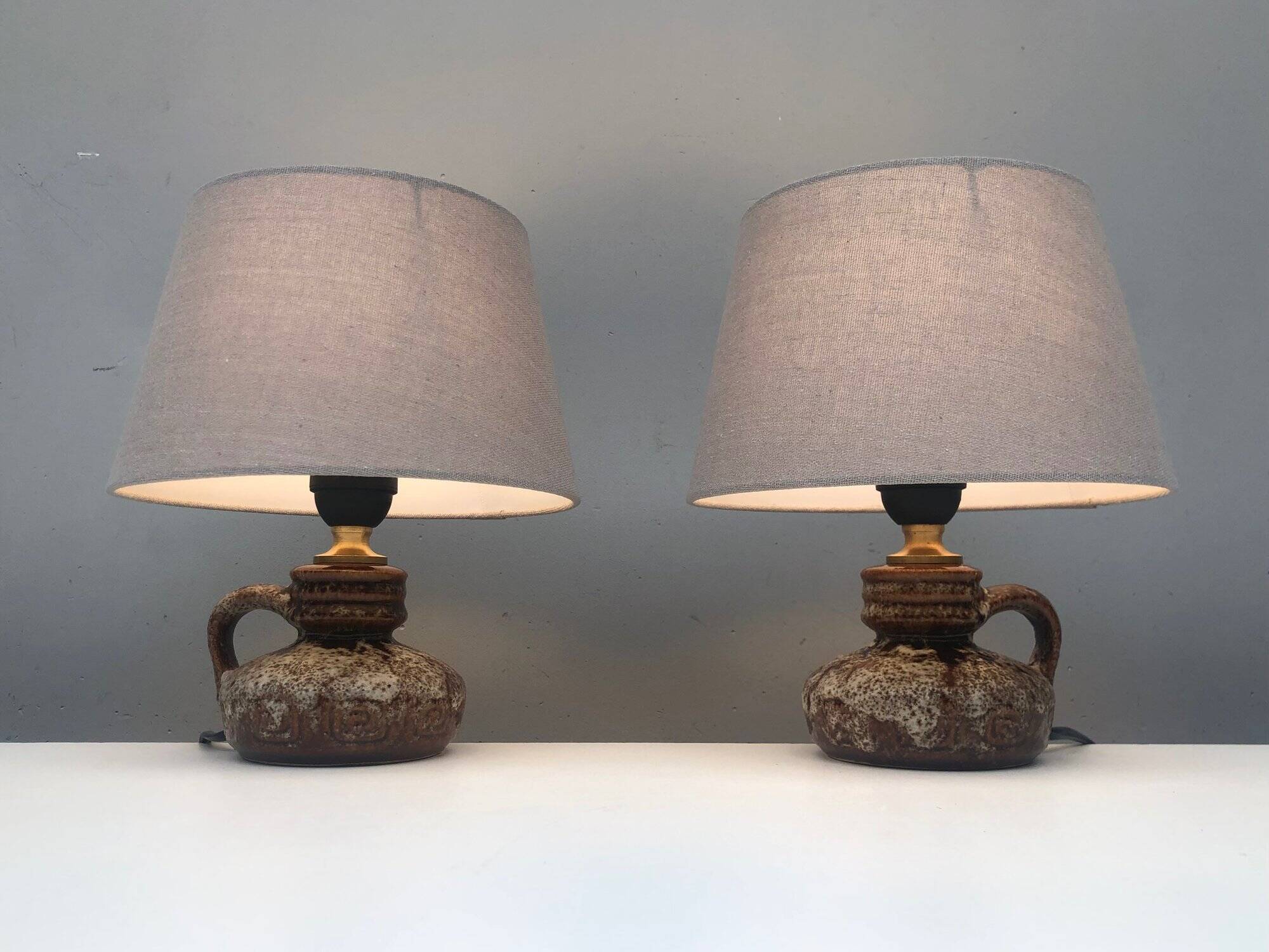 pair of ceramic bedside lamps "Fat-Lava", origin West Germany