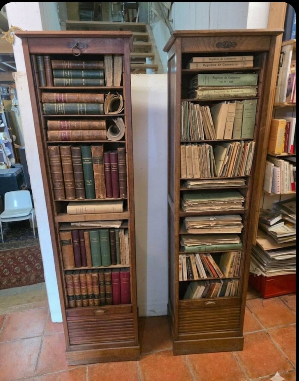 Pair of oak curtain file cabinets