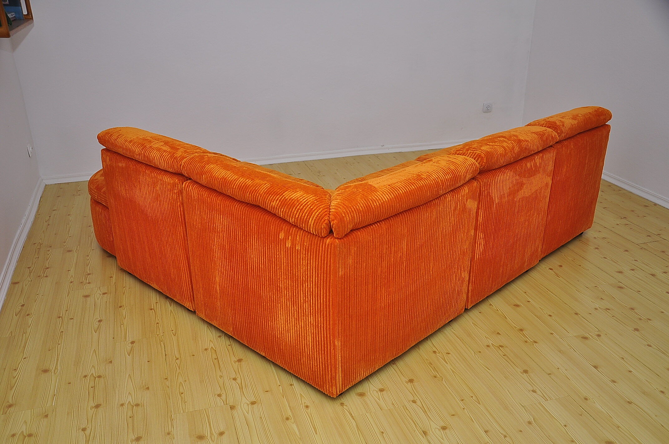 Orange corduroy modular sofa, 70s