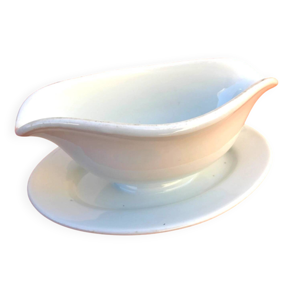 Saucière sur dormant en porcelaine Schlaggenwald, années 1940