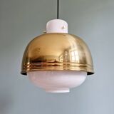 Pendant lamp in opaline and brass, Glassshütte Limburg, 1970s