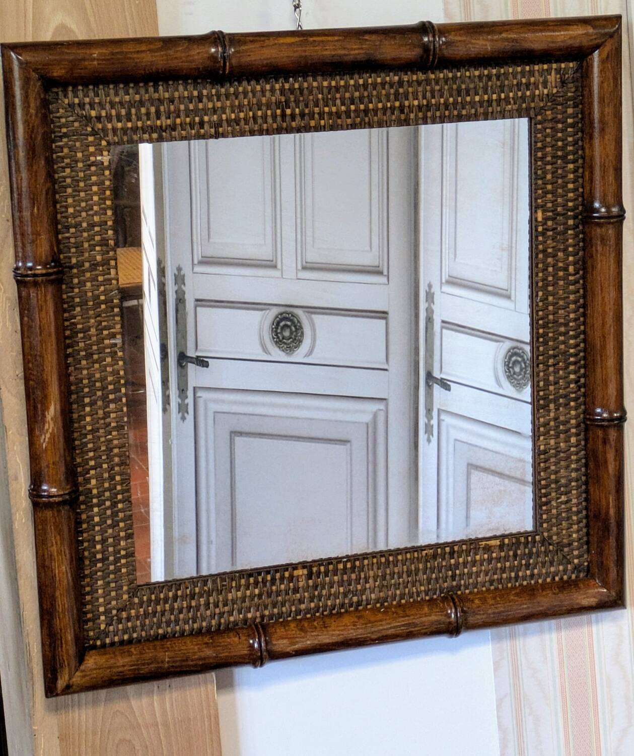 Bamboo rattan mirror