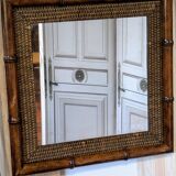 Bamboo rattan mirror