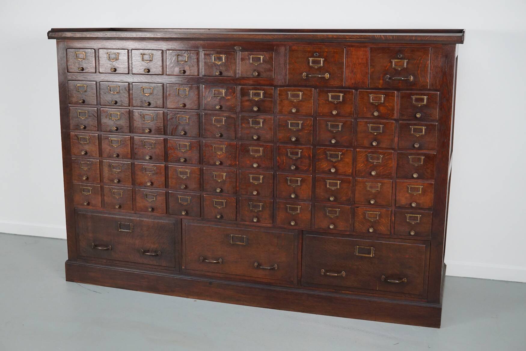 Large French oak notary apothecary cabinet / filing cabinet, 1920/30s