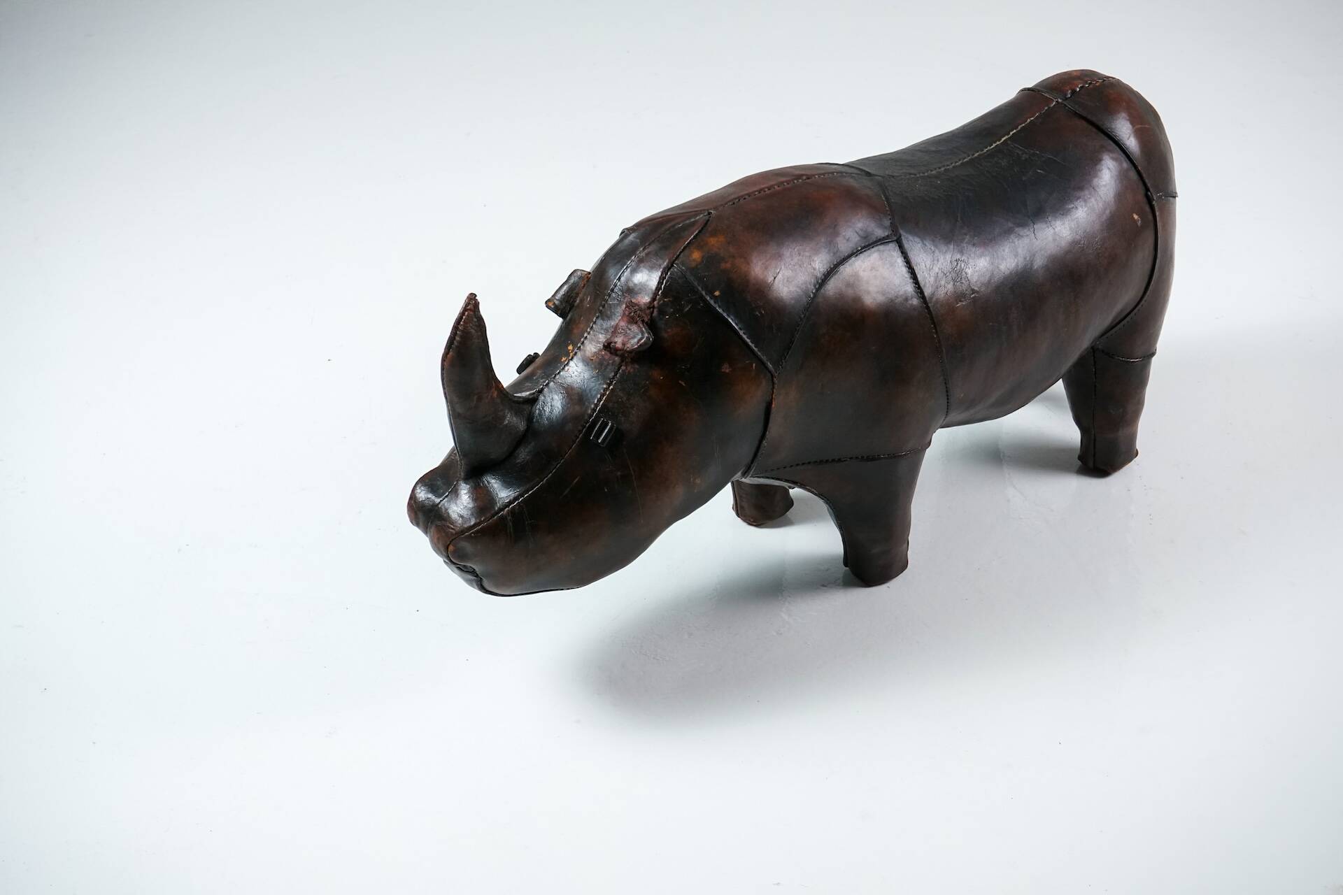 Rhinoceros Leather Footstool by Dimitri Omersa