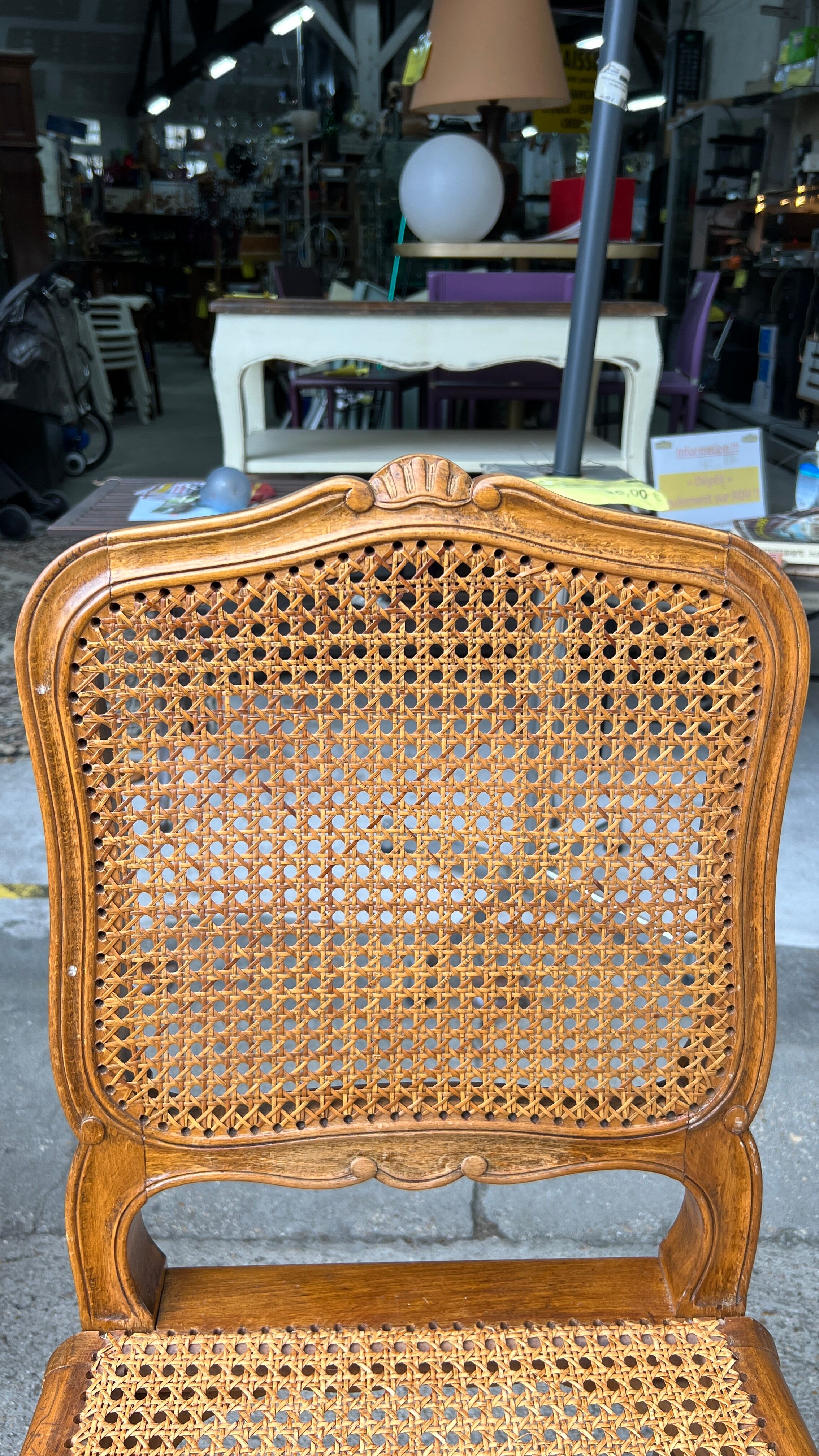 Set of 6 antique chairs in wood and cannage