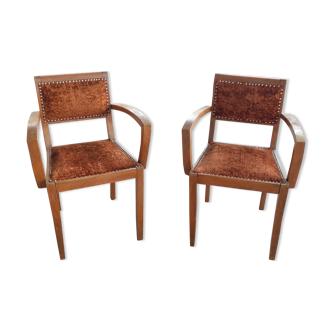 Pair of armchair bridge seat velvet