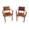 Pair of armchair bridge seat velvet