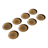 Set of 8 dark orange stoneware dessert plates Longchamp D19.5