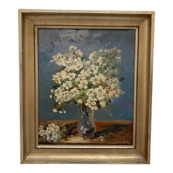 Tableau ancien bouquet fleurs