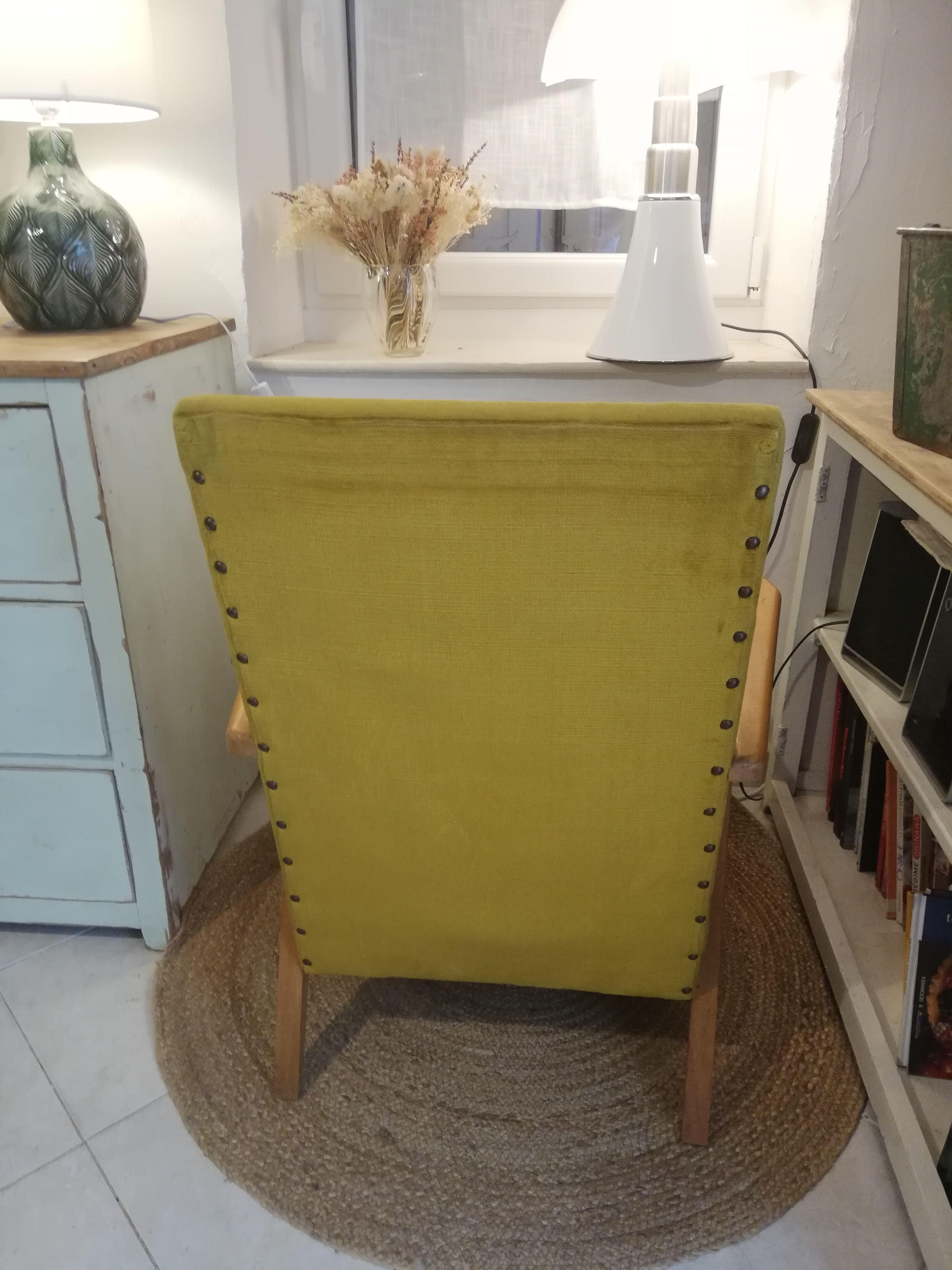 Armchair 50s velvet mustard