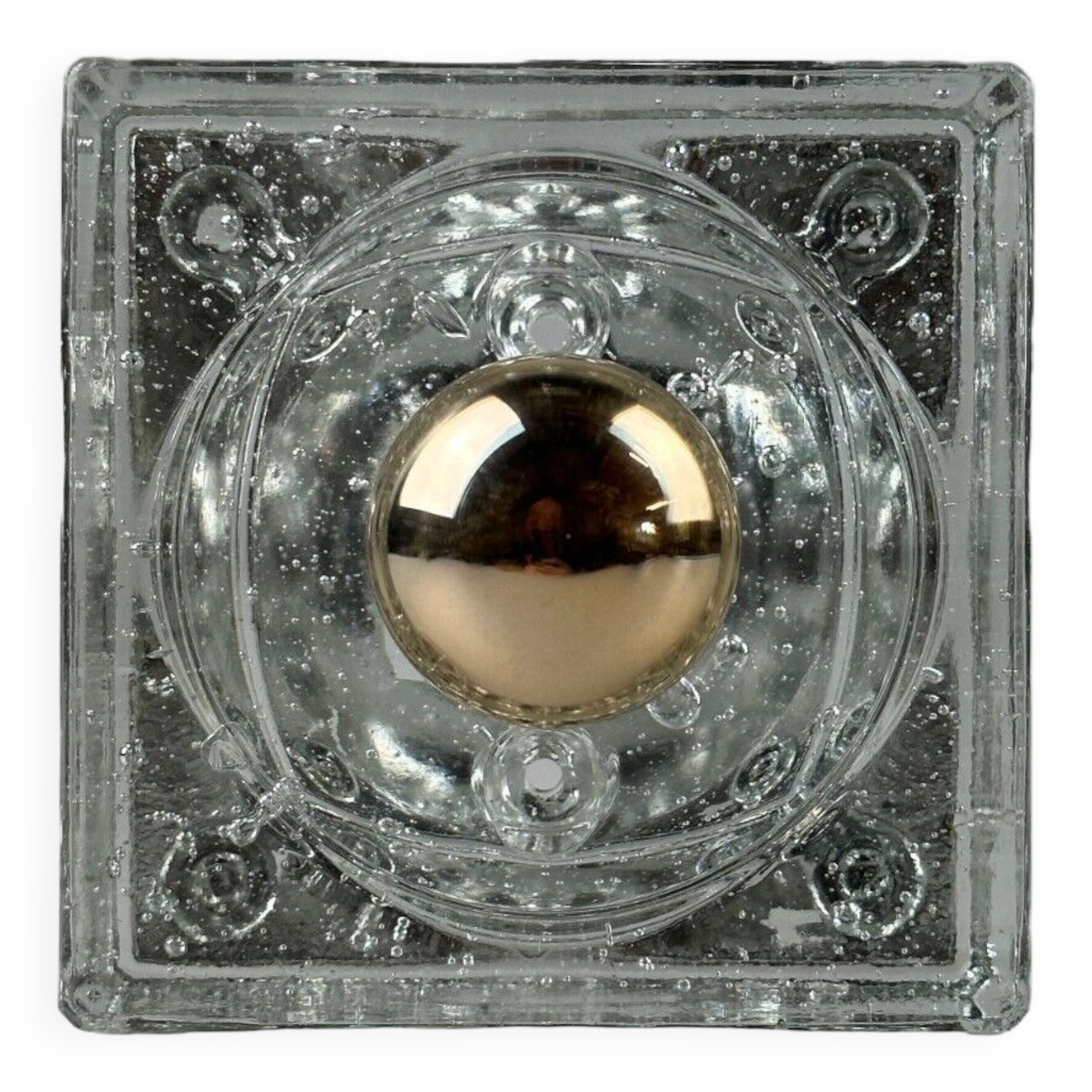 60s 70s Wall Lamp Ice Glass Cube Wall Sconce by Müller & Zimmer Germany