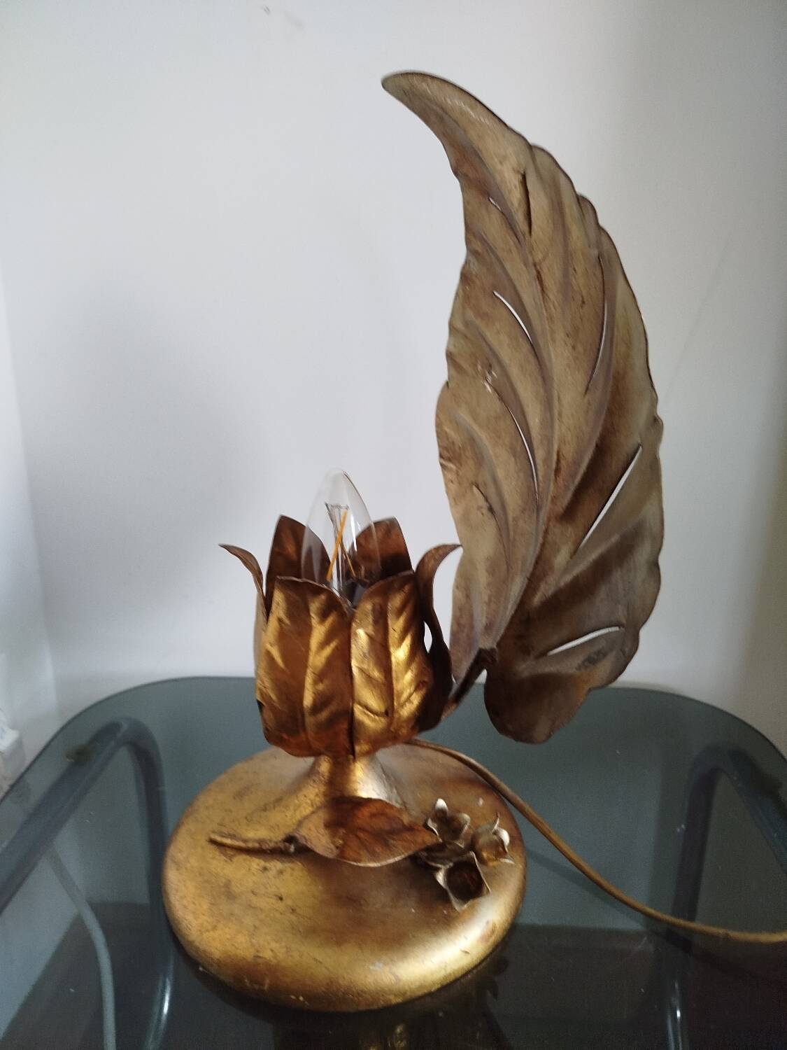 Desk lamp with floral decoration, 1970s