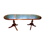 English coffee table, green leather