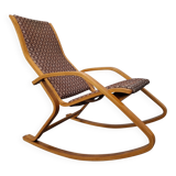 1930s Art Deco Czechoslovak Bentwood Rocking Chair with Original Upholstery