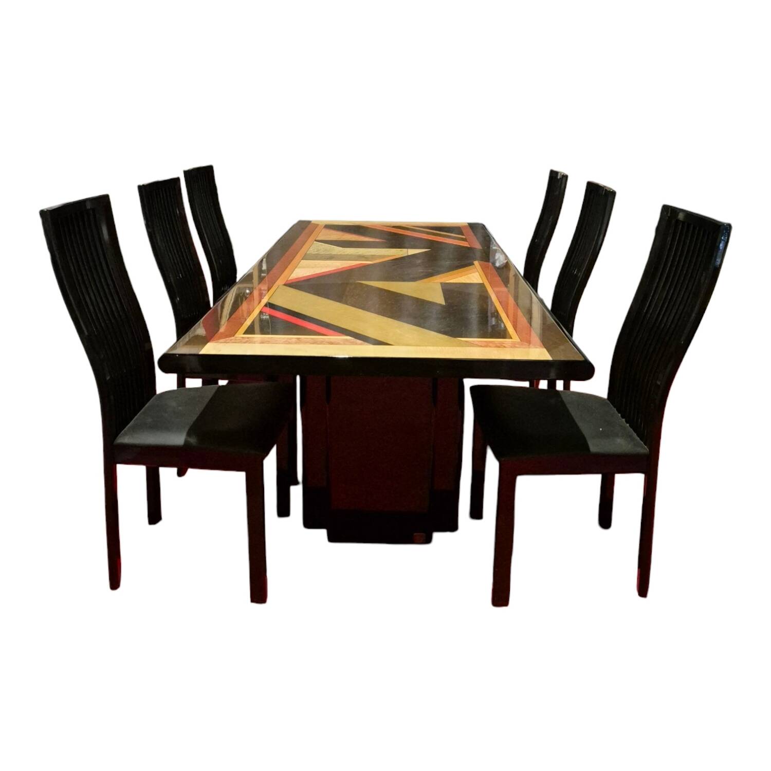 Maurice Villency GC Colombo Italia black lacquer high-gloss dining set