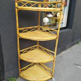Vintage rattan corner shelf