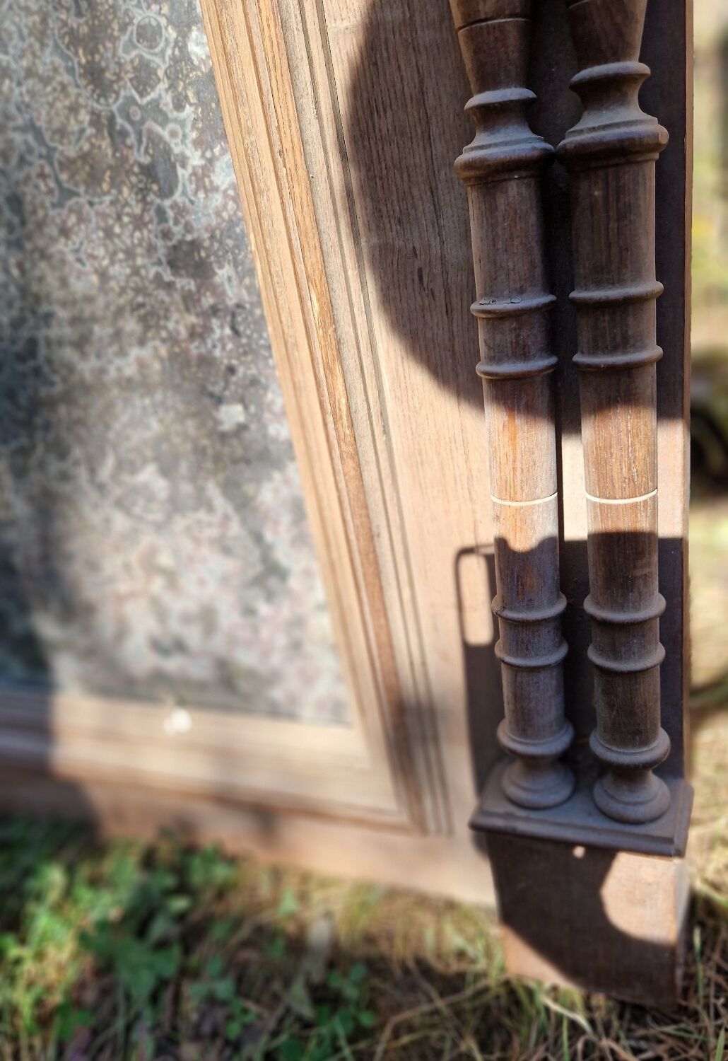 Antique oak trumeau mirror