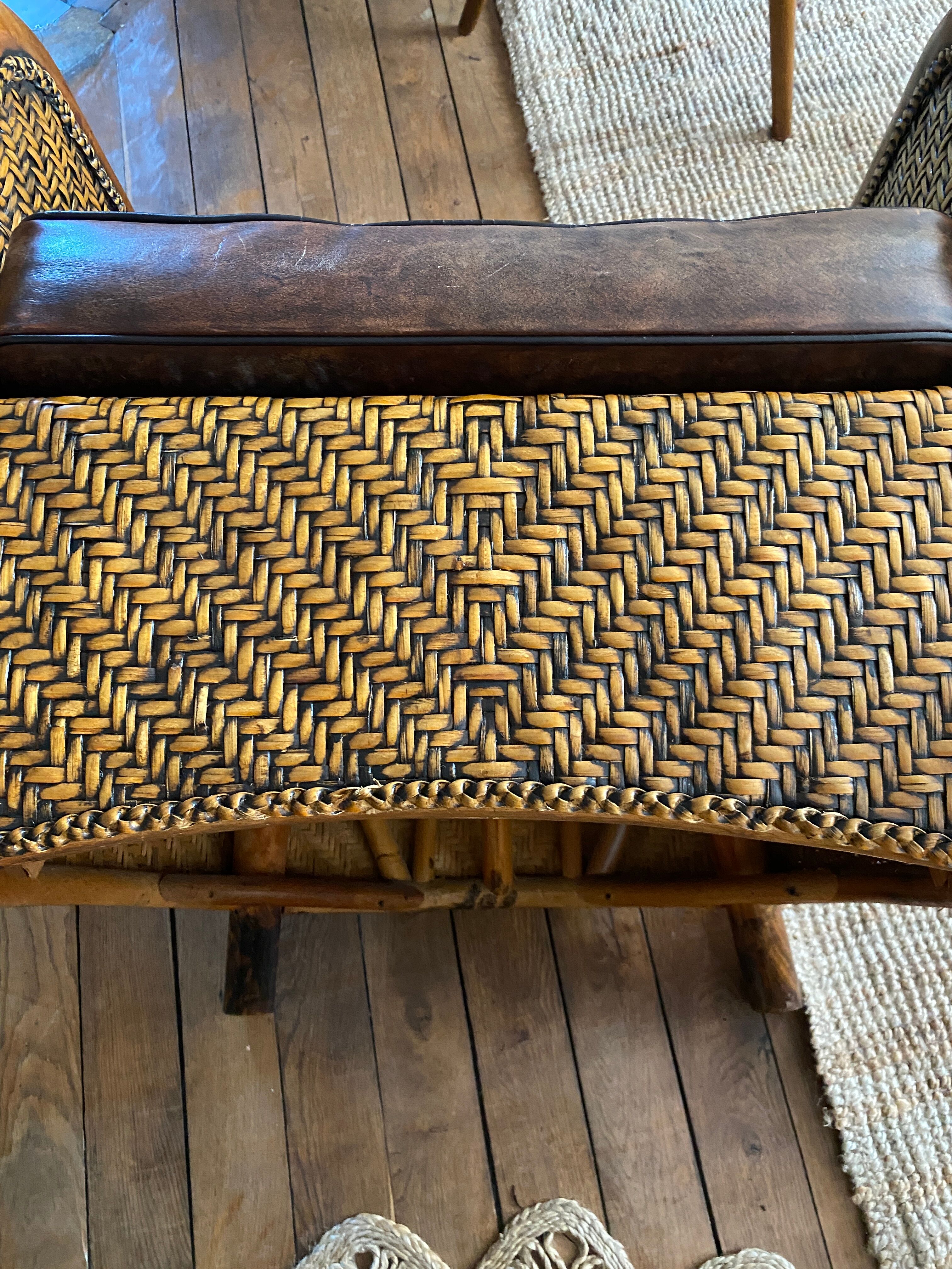 Fauteuil en rotin tressé vintage