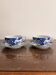 Set of Two Japanese Porcelain Tea Cups Blue and White Sometsuke Plum Blossom Decor