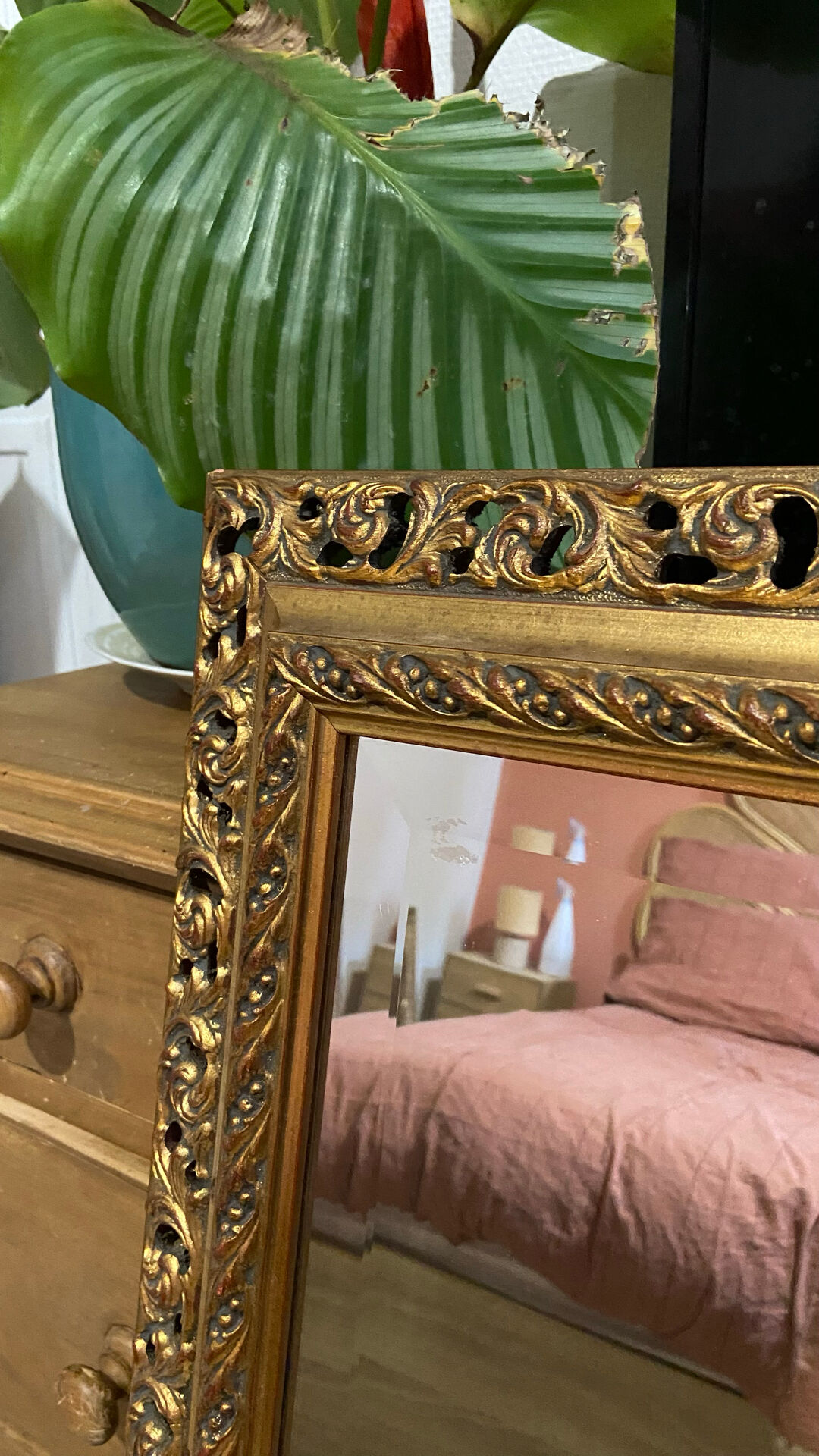 Exceptional antique large mirror in Louis XV style – Openwork gilded frame