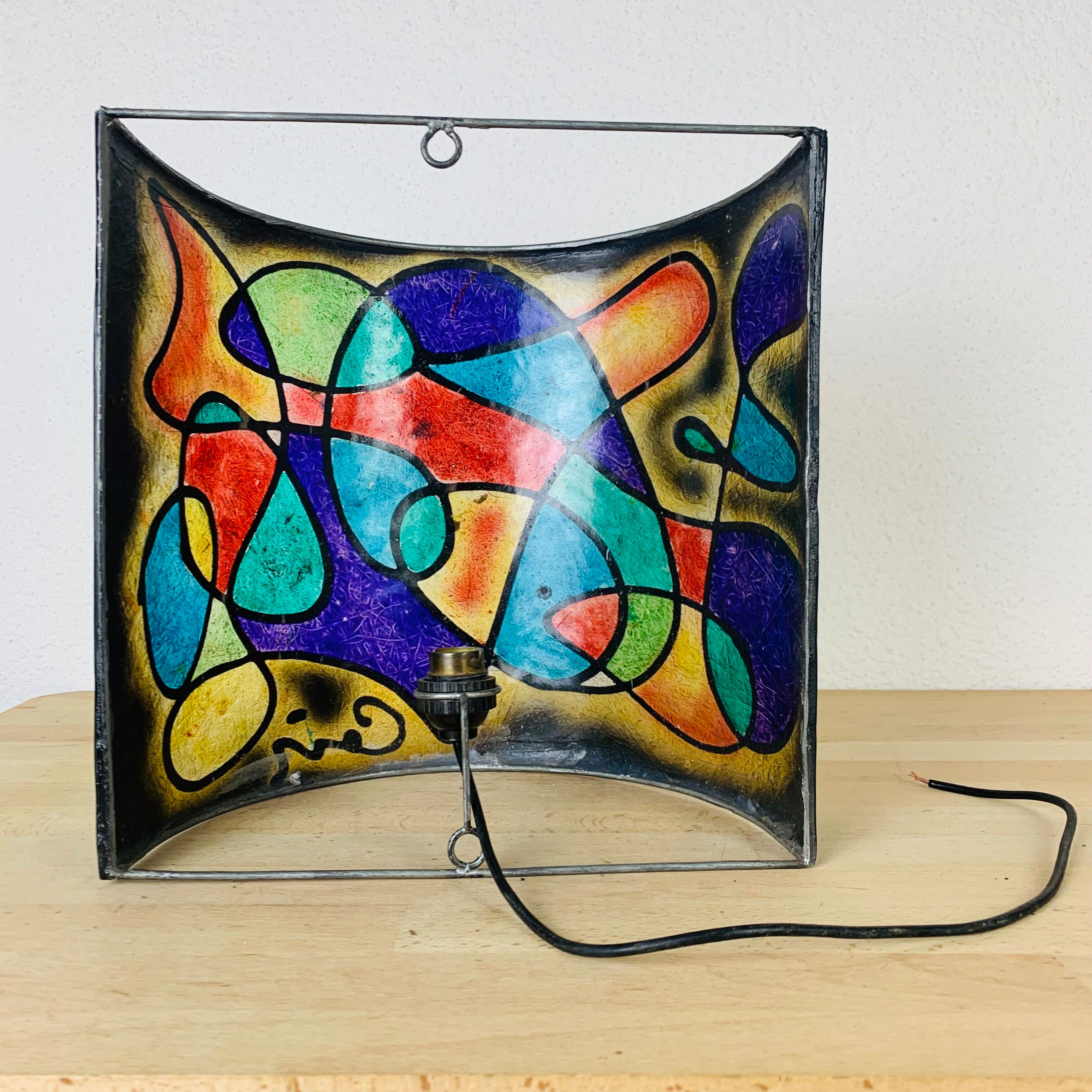 70s psychedelic colored fiberglass wall lamp