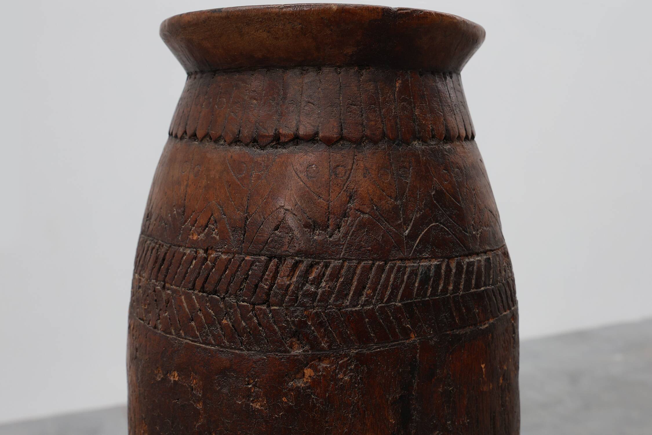 Rare Rustic wabi sabi style vase in solid wood, France 1800s