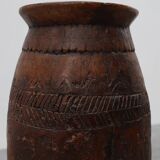 Rare Rustic wabi sabi style vase in solid wood, France 1800s