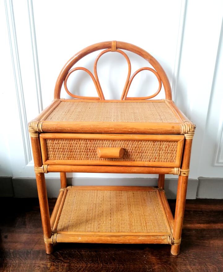 Rattan bedside table 1960
