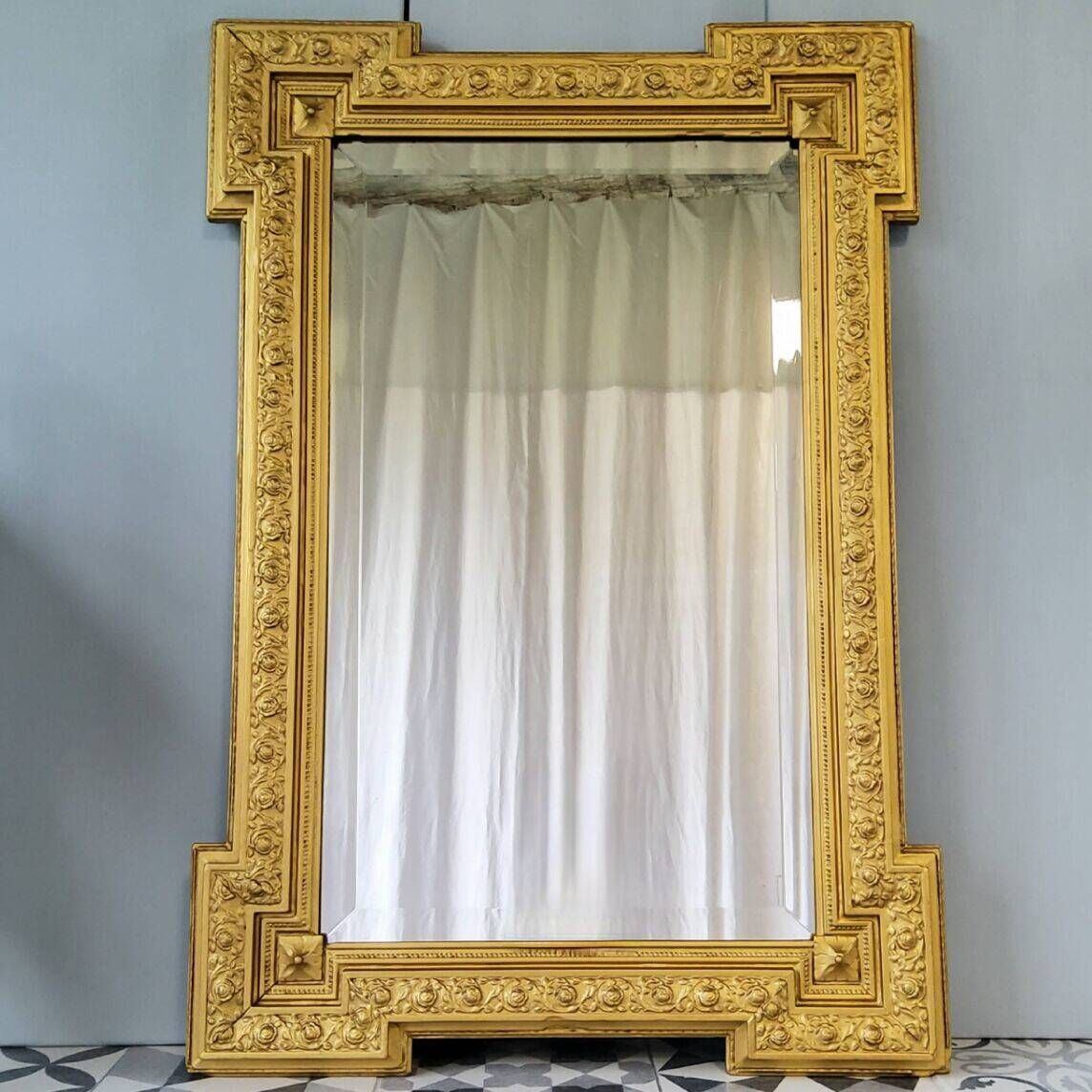 Bevelled gold mirror