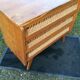 Vintage oak-plated chest of drawers and rattan with compass base as it is.