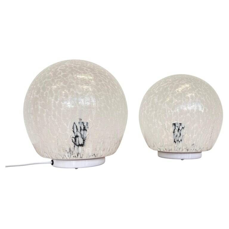 Pair of design mid century artglass Table Lamps, 1980s - Czechoslovakia