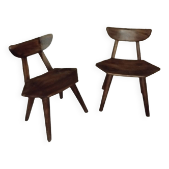 Paire de chaises brutaliste années 70