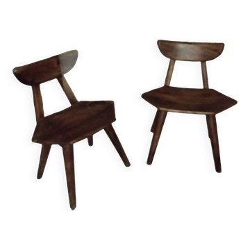 Paire de chaises brutaliste années 70