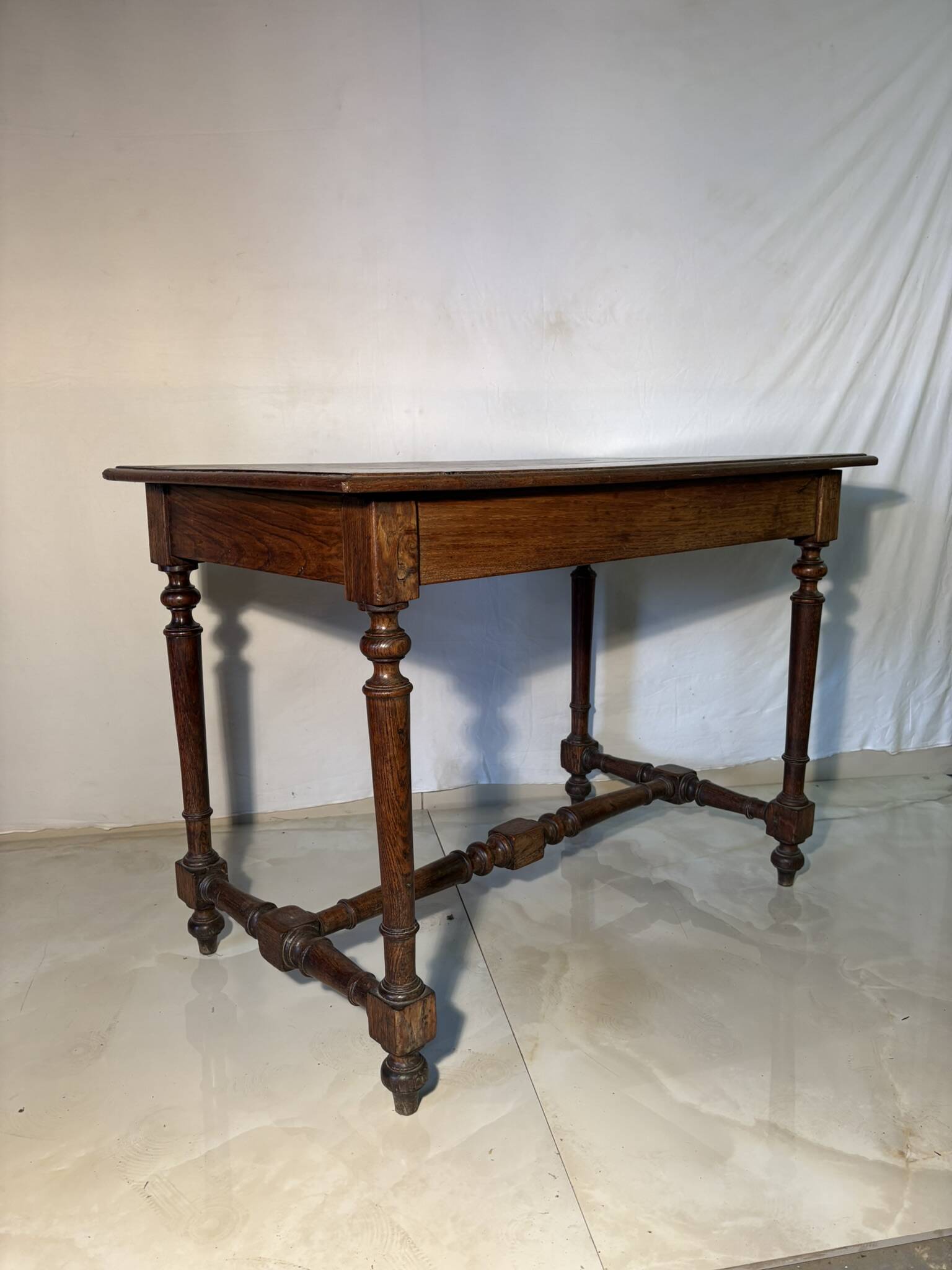 Antique solid wood table with turned legs